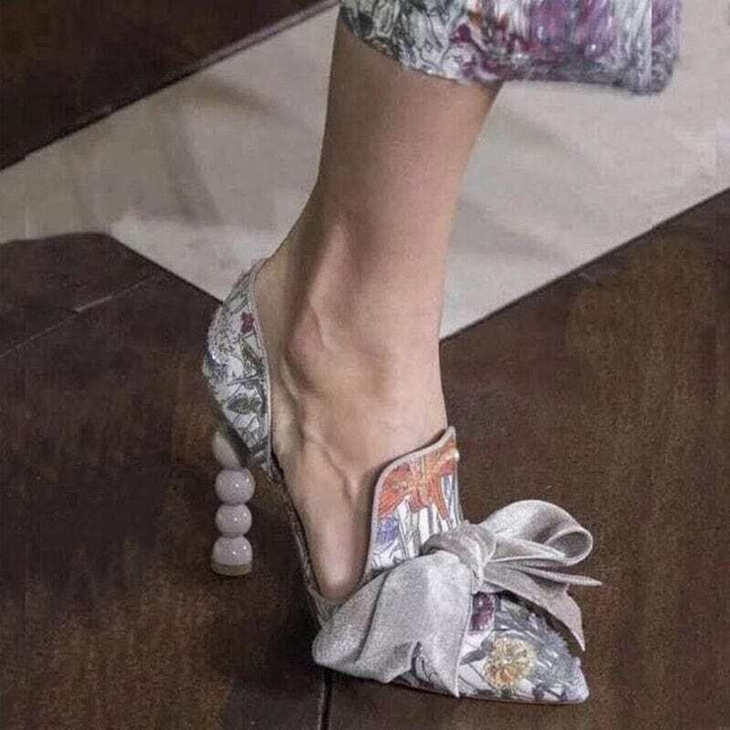 Pereira: Women's Sexy Flower Printed Pearl Heels