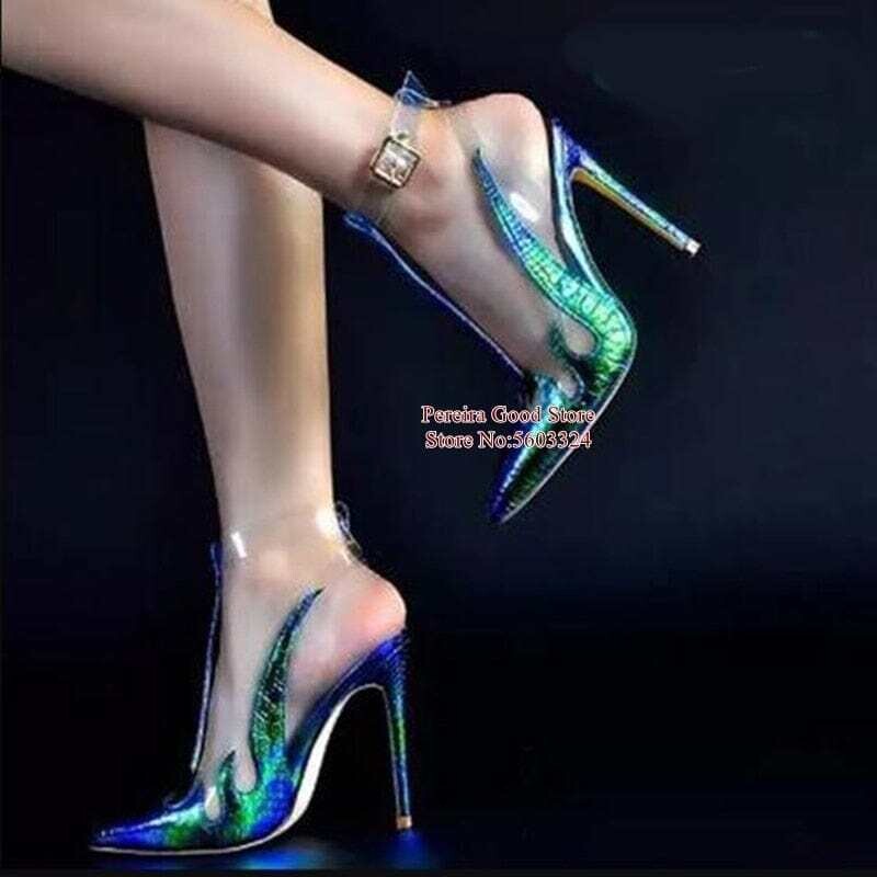 Pereira: Women's Flame Design Fluorescent Blue High Heels
