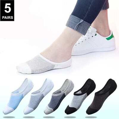Men's 5 Pairs Breathable Mesh Non-Slip Silicone Invisible Sports Ankle Socks