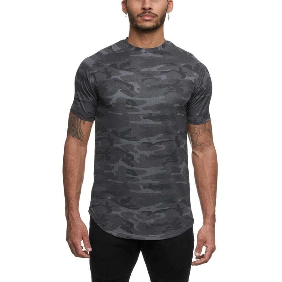Sleeveless Sport T Shirt Men Fitness Tops Mesh Camo Running Tshirt Gym Shirt Quick Dry Sports T-Shirt