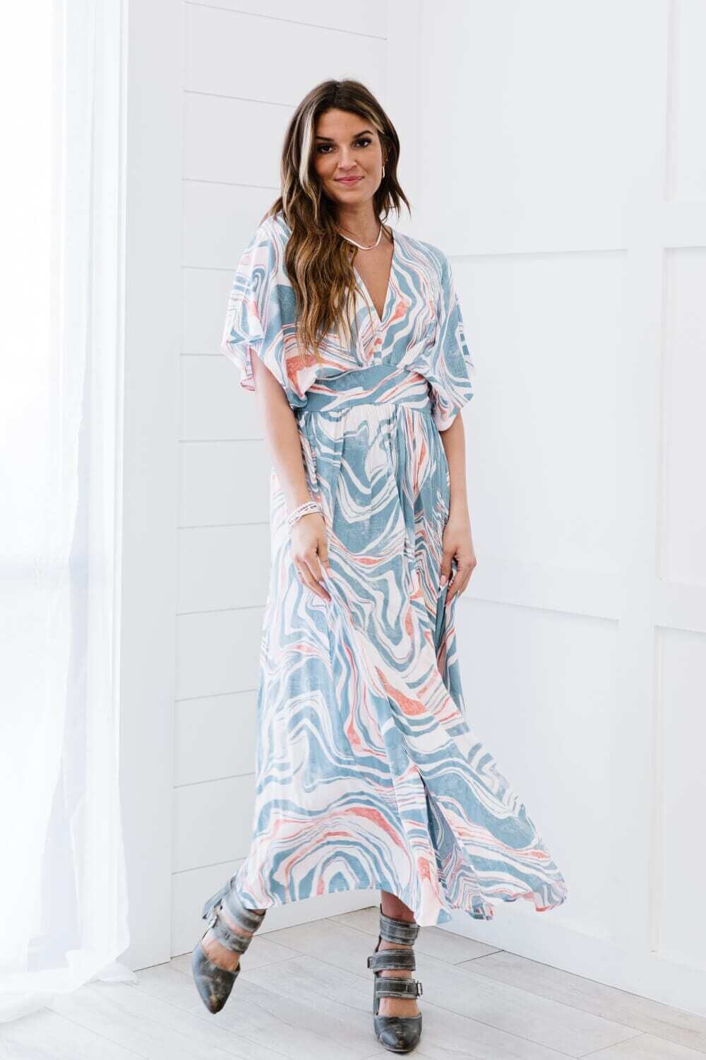Full-Size ODDI Marbled Midi Dress