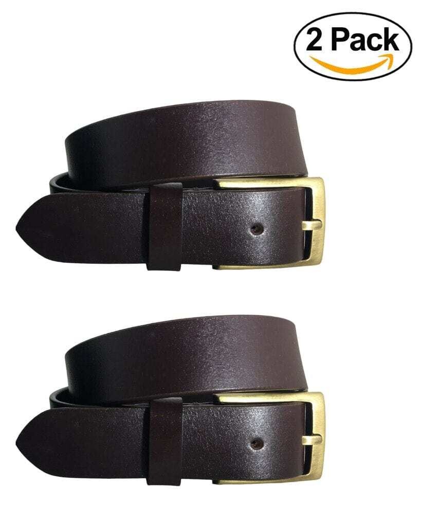 BRADLEY CROMPTON Mens Multipack Brown & Brown (Set of 2 Belts) Twin Pack Full Leather Grain Casual Formal Belts