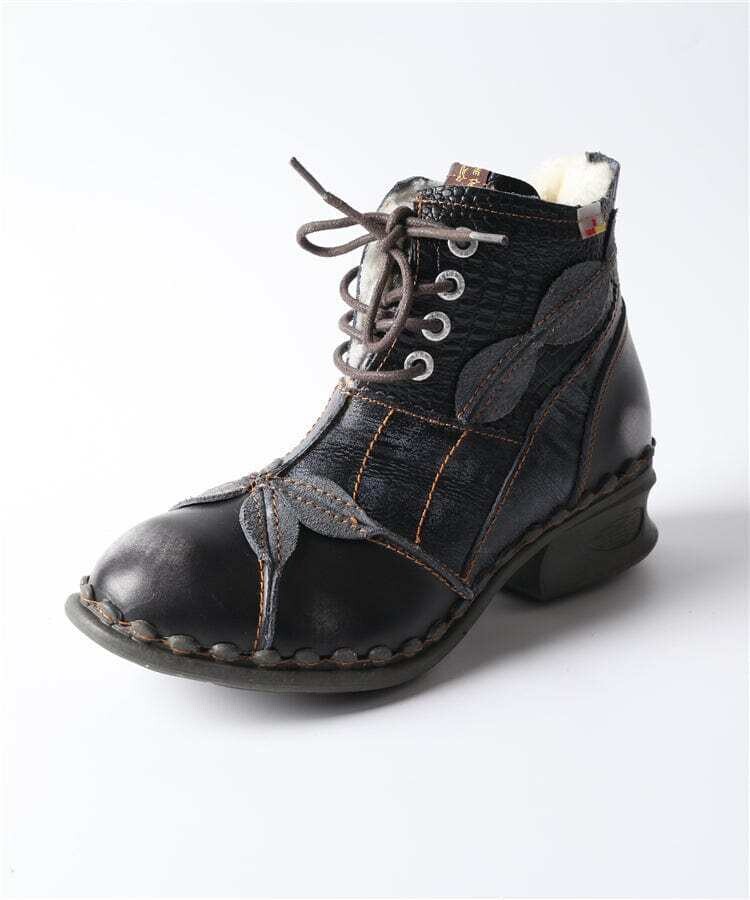 Designer Women's Chunky Heel Boots,womens Wedge Heel Leather Boots