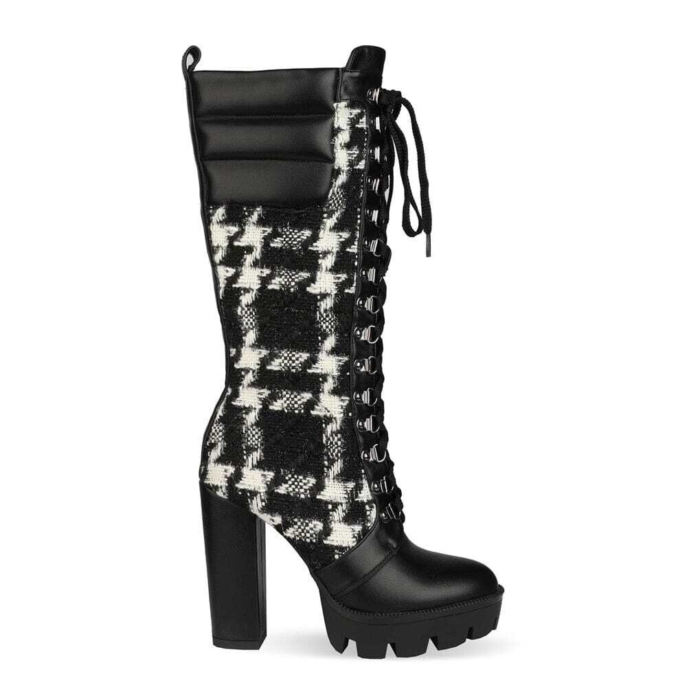 Women's Camouflage Print Long Heel Platform Mid-Calf Knee High Boots, also available in other colors