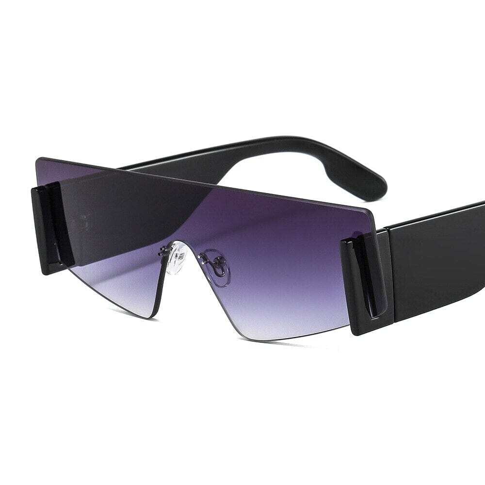 GIFANSEE: Unisex Big Rimless Sunglasses Square Oversize Retro One Piece Rectangle Eyewear UV400 Shades
