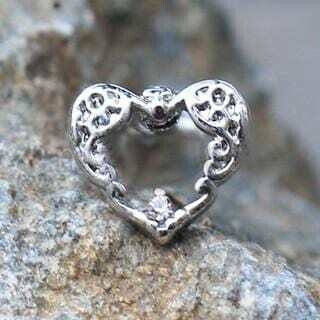 316L Stainless Steel Decorated Heart Cartilage Earring