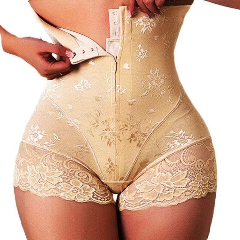 Shaper Pants Sexy Lace Shapers With Zipper Double Control Pantyhose Sexy Lace Waist Trainer