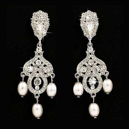 Bridal Wedding Crystal Pearl Fashion Earrings Jewelry