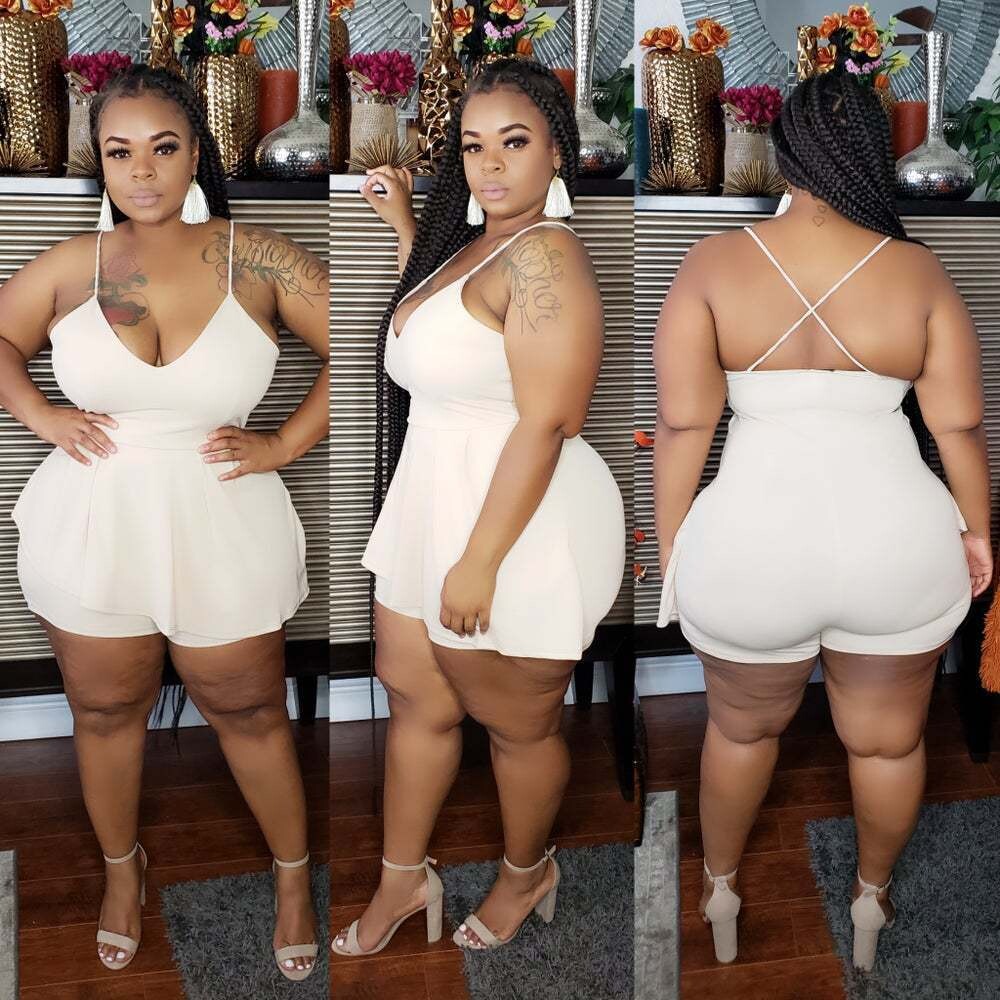 Plus Size Rompers V Neck Bandage Bodycon Outfit