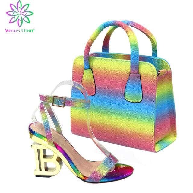 Fashionable Africa Italian Multi Color Nigerian Shoes with Matching Bags