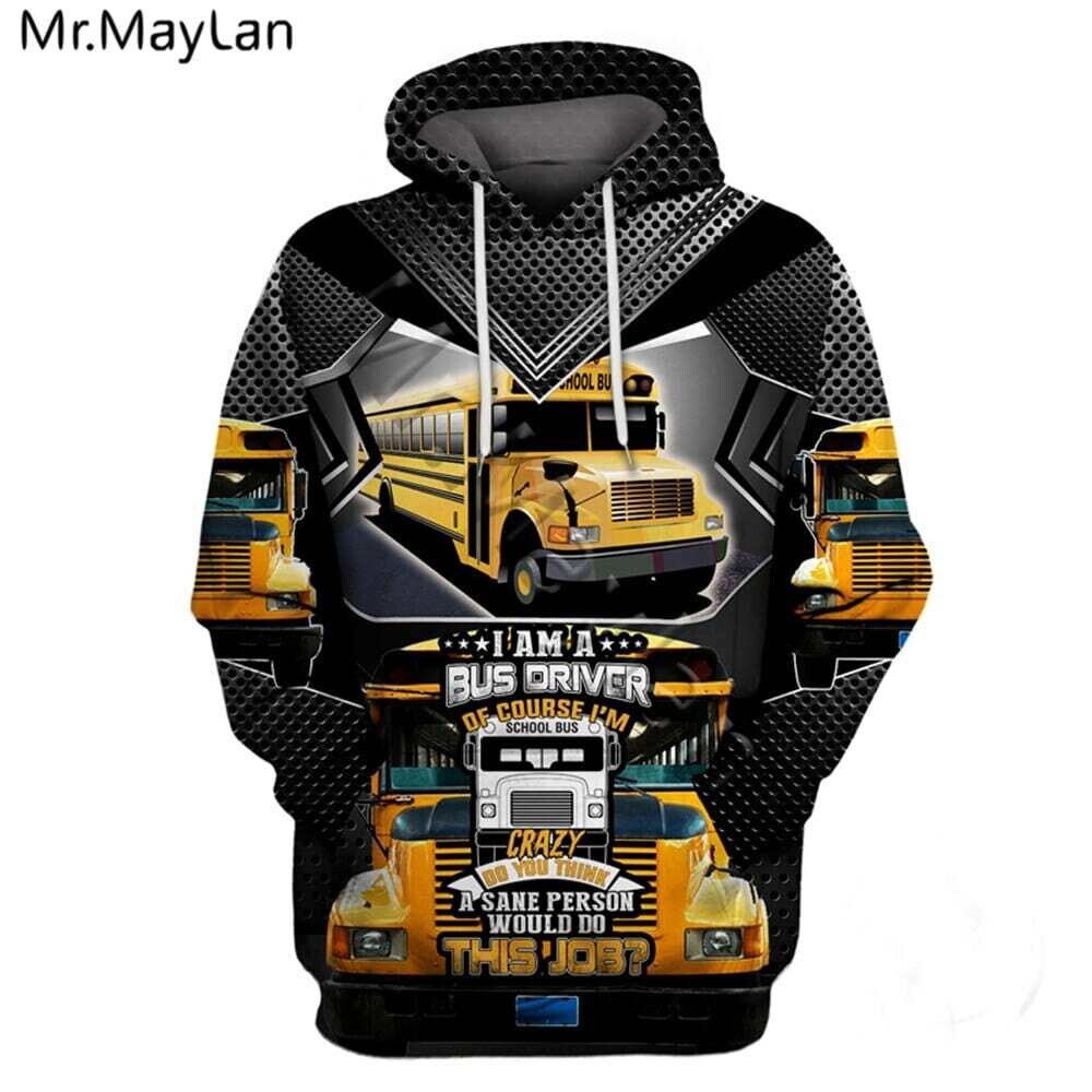 Mr. MayLan: Unisex Yellow School Bus Hoodies 3D Streetwear