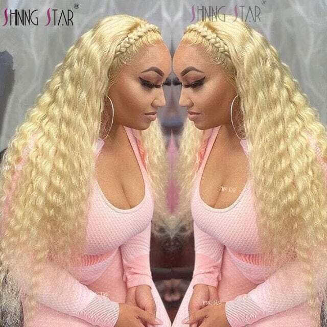 HD Honey Blonde Lace Deep Wave Curley Lace Front Remy Human Hair Peruvian Wigs