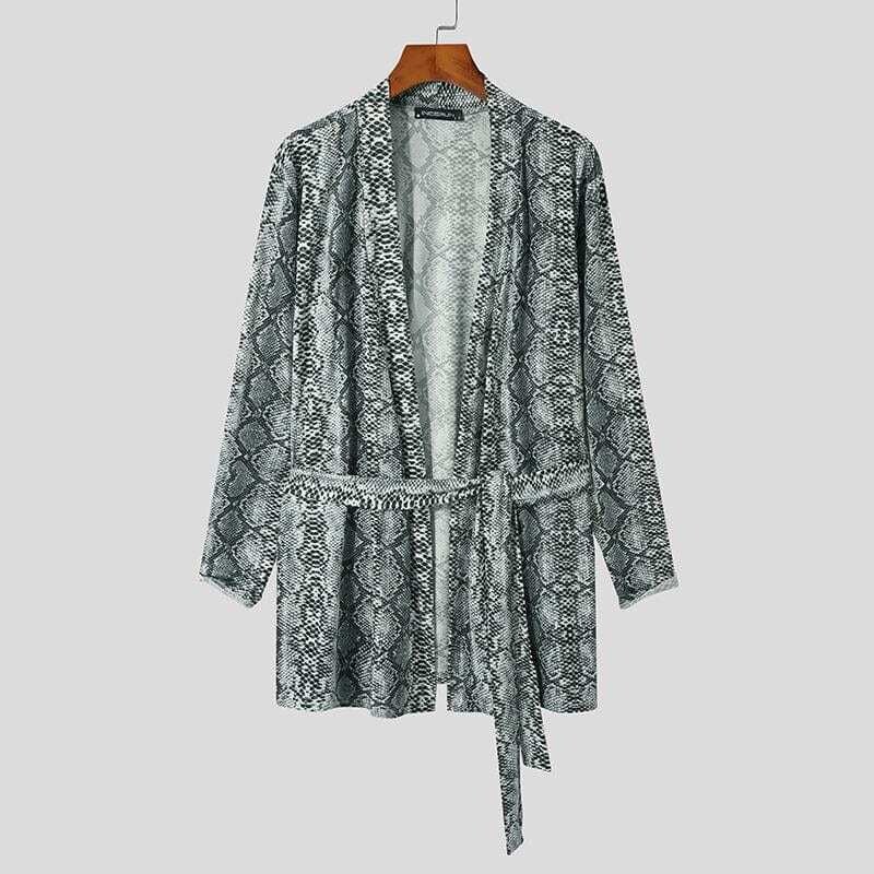 INCERUN Men's Sexy Leisure Robes Fashion Loose Comfortable Leopard Printing S-5XL