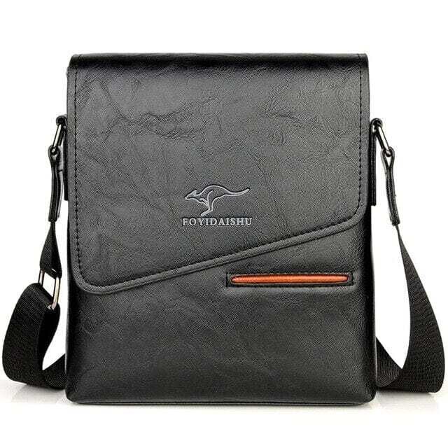 Men's Shoulder Bag Front Pocket Vintage Leather Messenger Bag Business