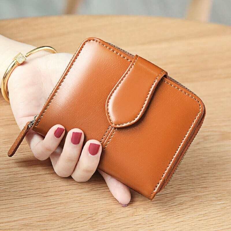 Women Leather Wallets Short Mini Clutch Purse Coin Pocket Credit Card Holder Cowhide Bag