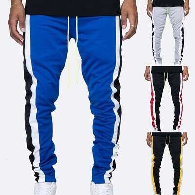 Men's Drawstring Zipper Pocket Sweatpants Sports Trousers Skinny Pants Contrast Color
