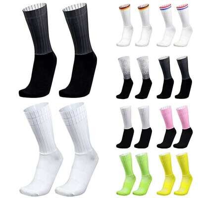Men's Summer Aero Socks with Anti-Slip Silicone, Whiteline, Sport Running, Cycling, Calcetines