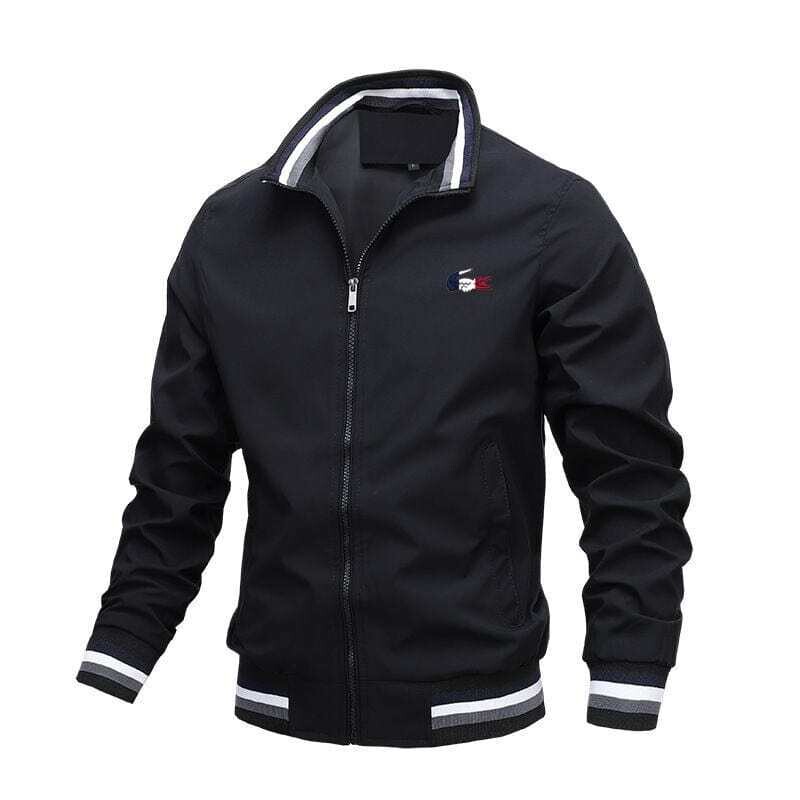 Men's stand collar print casual zipper jacket outdoor sports coat windbreaker