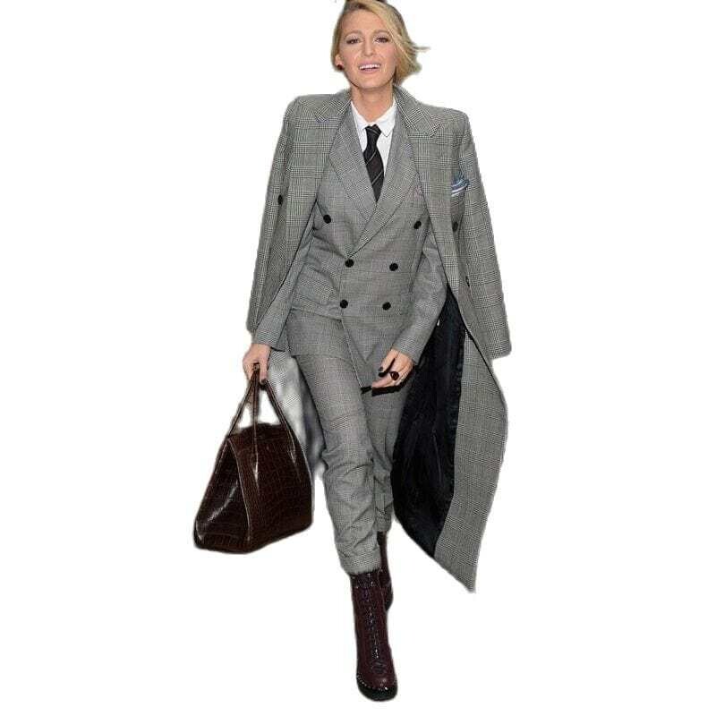 Women&#39;s 3-Piece Winter Long Coat Slim Jacket Business Office Work Wear Pants Blazer