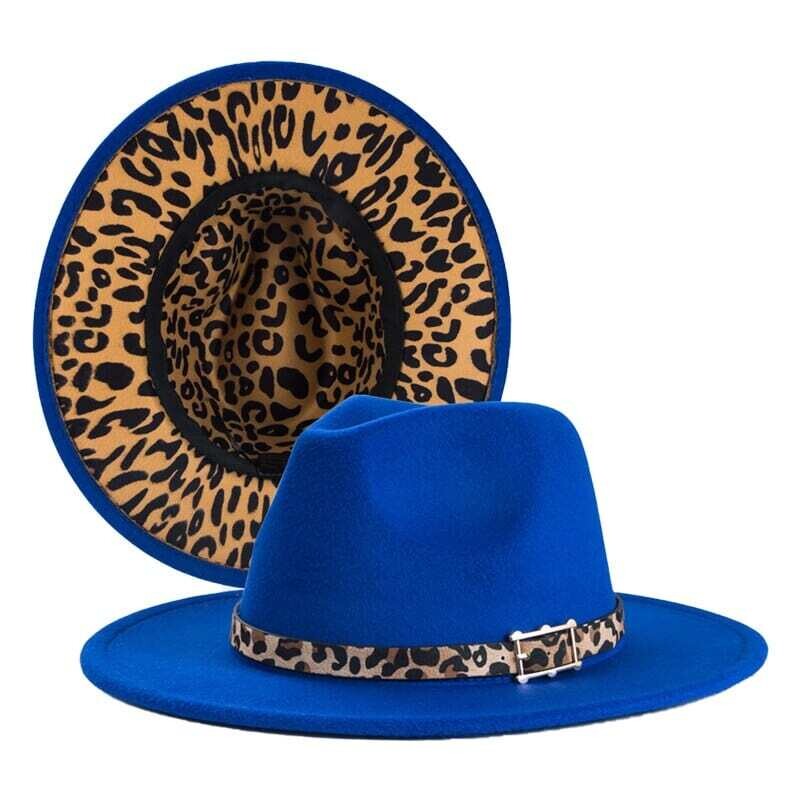 Fedora Inner Leopard Print Spring  Felt Hat For Men Classic Formal Jazz Yellow Panama Fedora Hat For Women Sombreros De Mujer