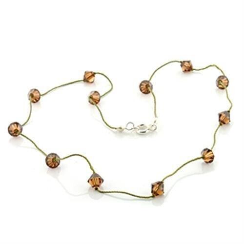 LO738 -  Brass Necklace with Top Grade Crystal  in Smoky Topaz