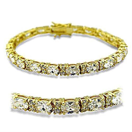 415502 - Gold Brass Bracelet with AAA Grade CZ  in Clear