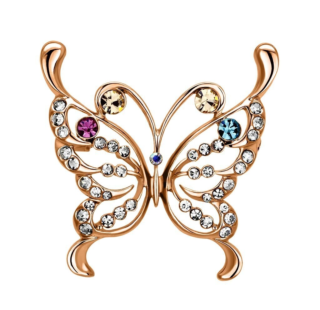 LO2793 - Imitation Rhodium White Metal Brooches with Top Grade Crystal  in Multi Color