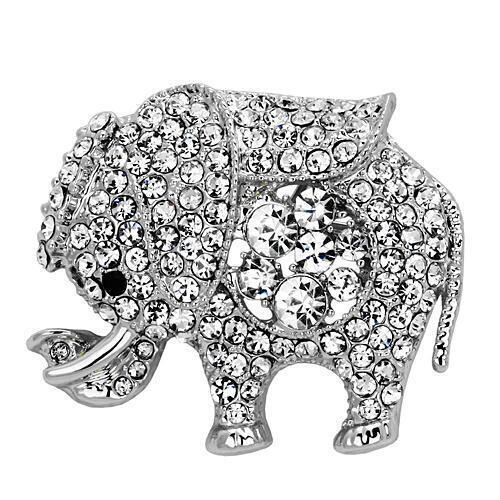LO2803 - Imitation Rhodium White Metal Brooches with Top Grade Crystal  in Clear