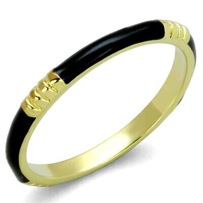 LO3550 - Gold Brass Ring with Epoxy  in Jet