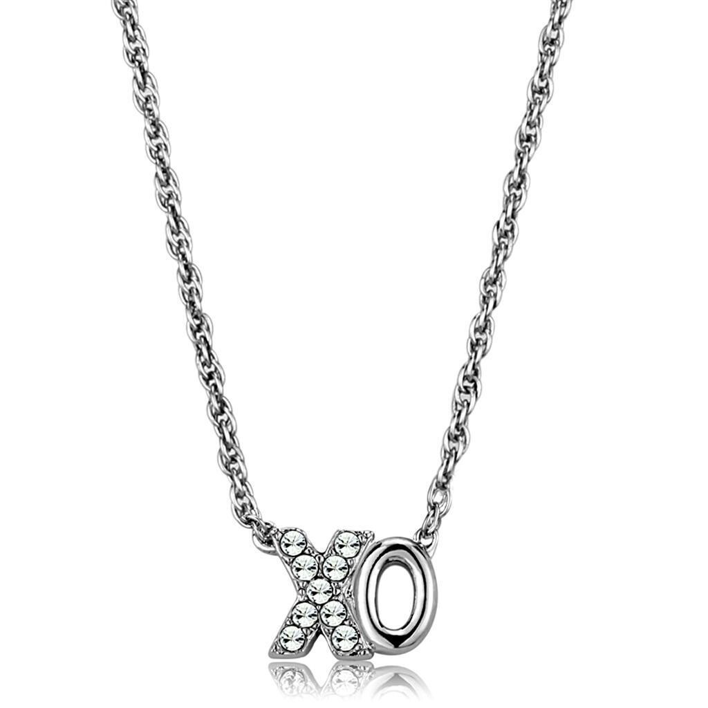 LO3845 - Rhodium Brass Necklace with Top Grade Crystal  in Clear