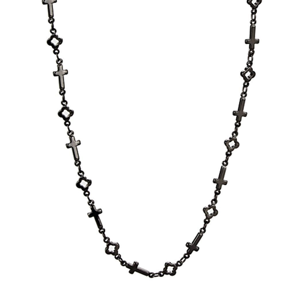 LO3454 - TIN Cobalt Black Brass Necklace with No Stone