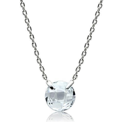 3W074 - Rhodium Brass Necklace with AAA Grade CZ  in Clear