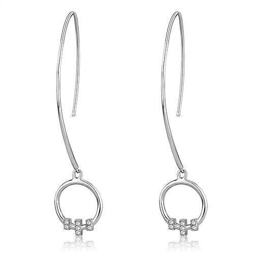 TK3146 - High polished (no plating) Stainless Steel Earrings with Top Grade Crystal  in Clear