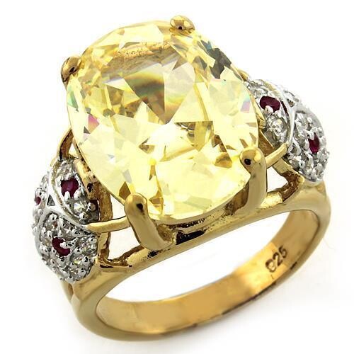 LOAS1143 - Gold 925 Sterling Silver Ring with AAA Grade CZ  in Citrine