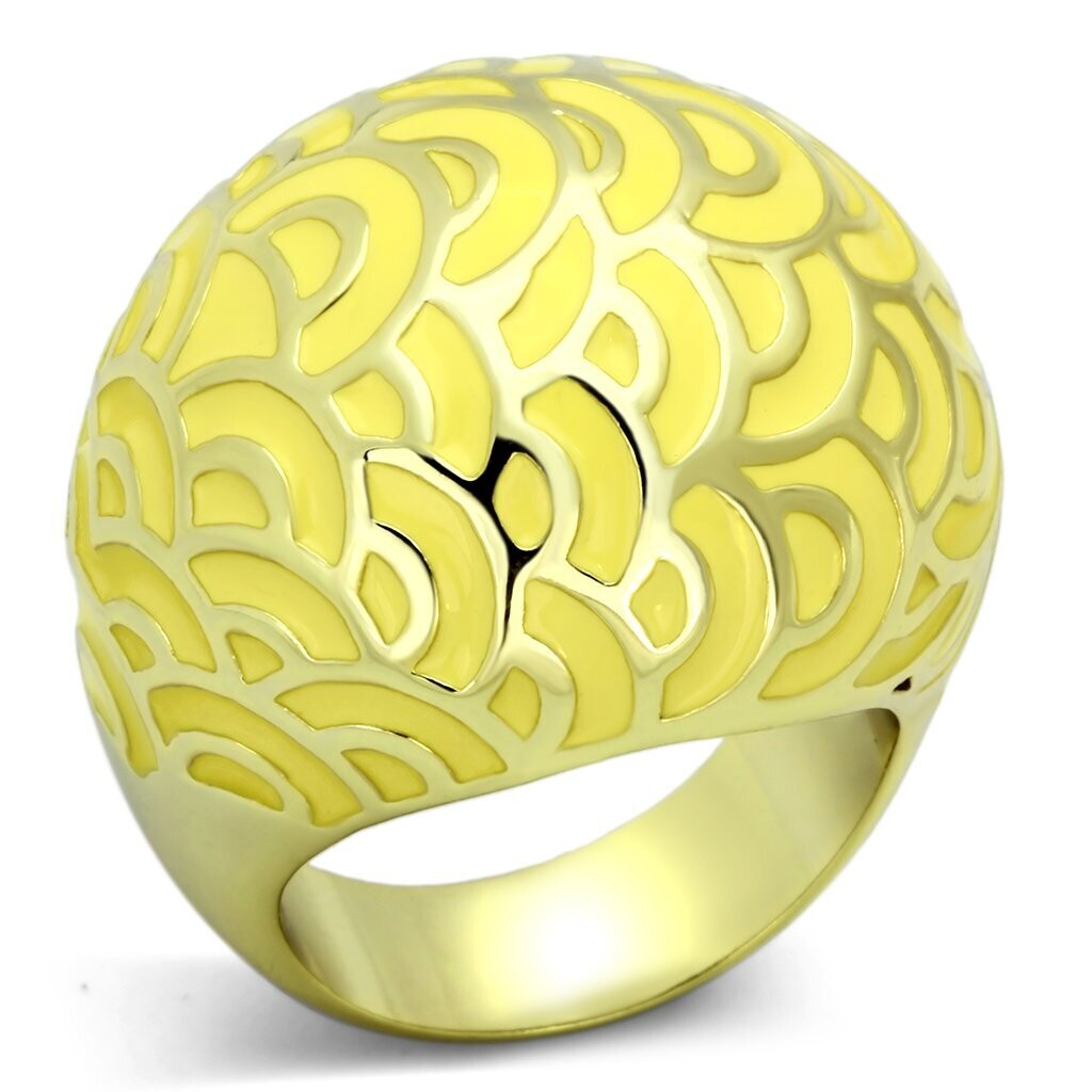 TK873 - IP Gold(Ion Plating) Stainless Steel Ring with Epoxy  in Topaz