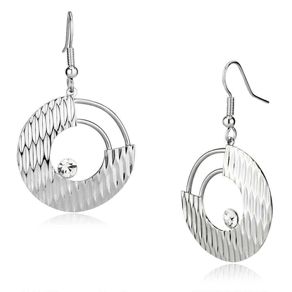LO2677 - Rhodium Iron Earrings with Top Grade Crystal  in Clear
