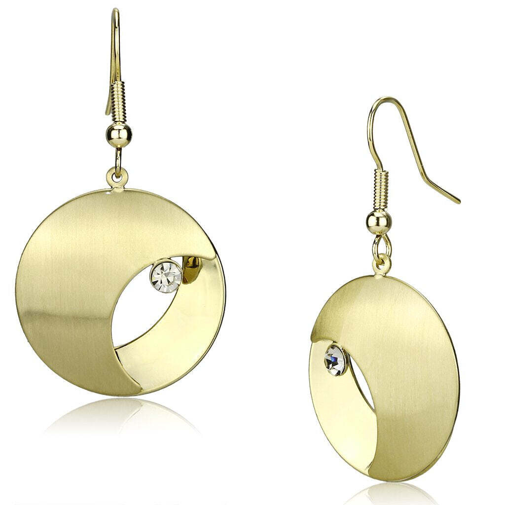LO2738 - Matte Gold & Gold Iron Earrings with Top Grade Crystal  in Clear