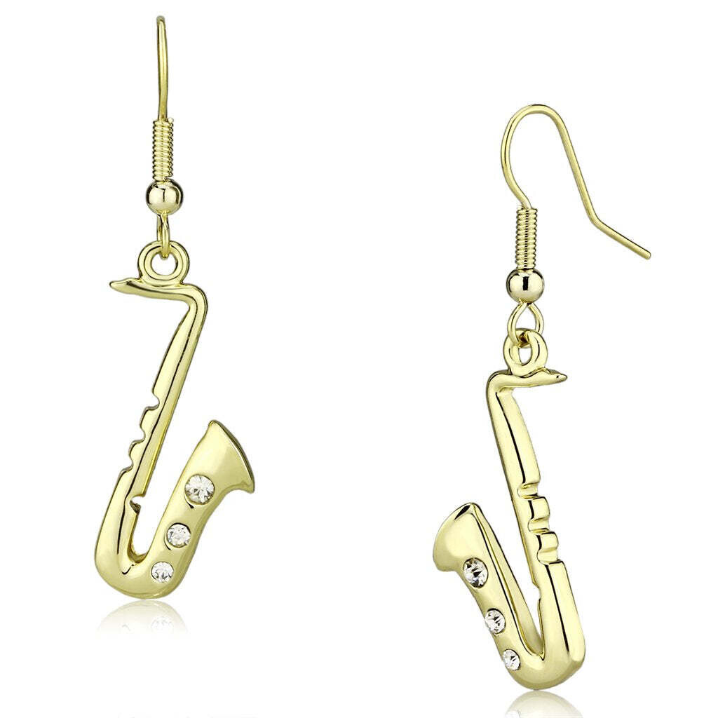 LO2741 - Gold Iron Earrings with Top Grade Crystal  in Clear