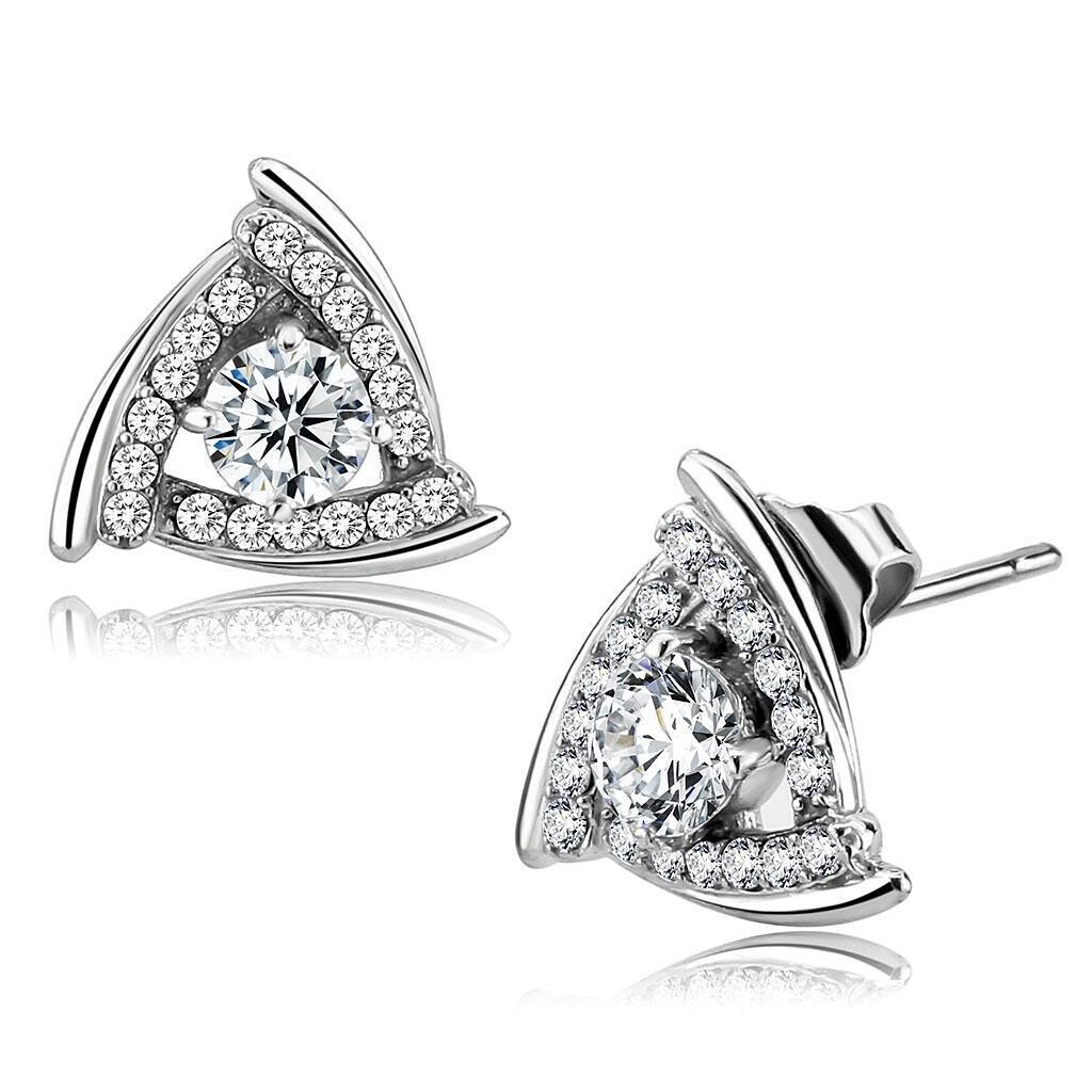 DA328 - No Plating Stainless Steel Earrings with AAA Grade CZ  in Clear