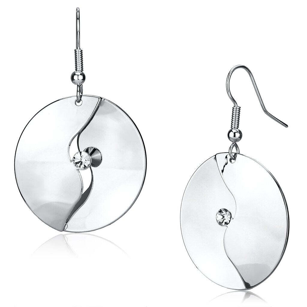 LO2745 - Rhodium Iron Earrings with Top Grade Crystal  in Clear
