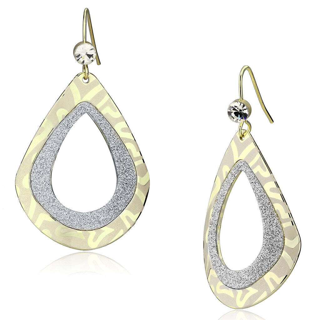 LO2729 - Gold Iron Earrings with Top Grade Crystal  in Clear