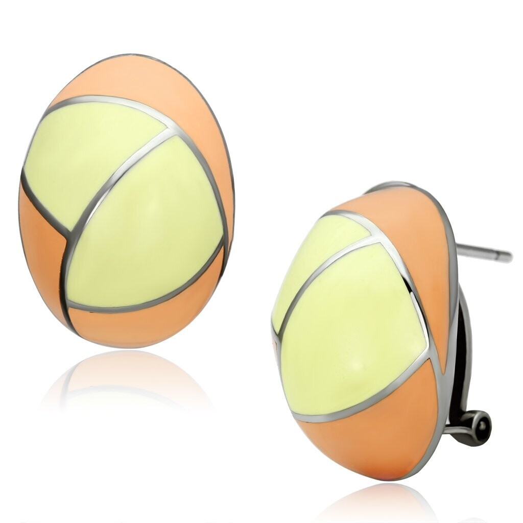 TK899 - High polished (no plating) Stainless Steel Earrings with Epoxy  in Multi Color