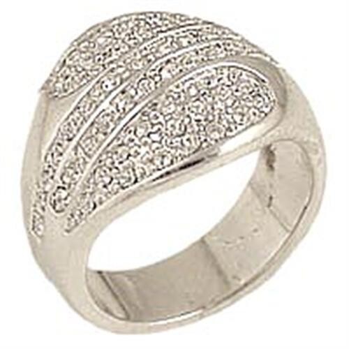 0C212 - Rhodium Brass Ring with Top Grade Crystal  in Clear