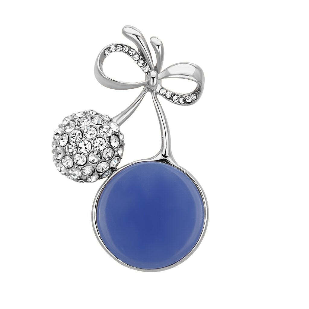 LO2857 - Flash Rose Gold White Metal Brooches with Synthetic Synthetic Stone in Capri Blue