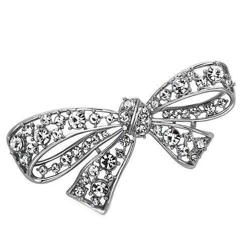 LO2882 - Imitation Rhodium White Metal Brooches with Top Grade Crystal  in Clear