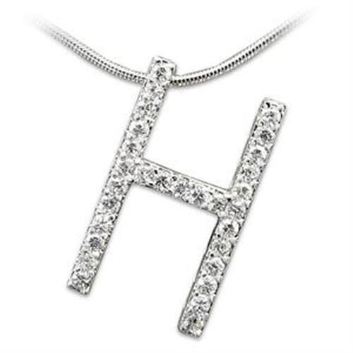 LOA259 - High-Polished 925 Sterling Silver Pendant with AAA Grade CZ  in Clear