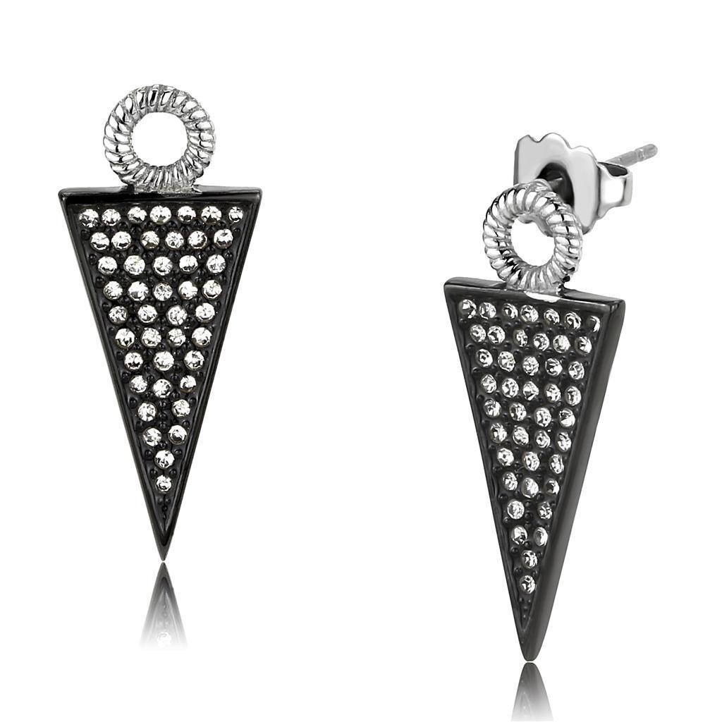 TK3485 - Two-Tone IP Black (Ion Plating) Stainless Steel Earrings with Top Grade Crystal  in Clear