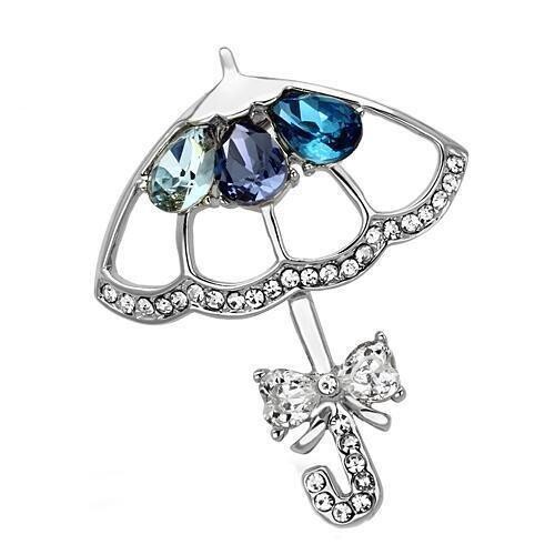 LO2854 - Imitation Rhodium White Metal Brooches with Synthetic Glass Bead in Multi Color