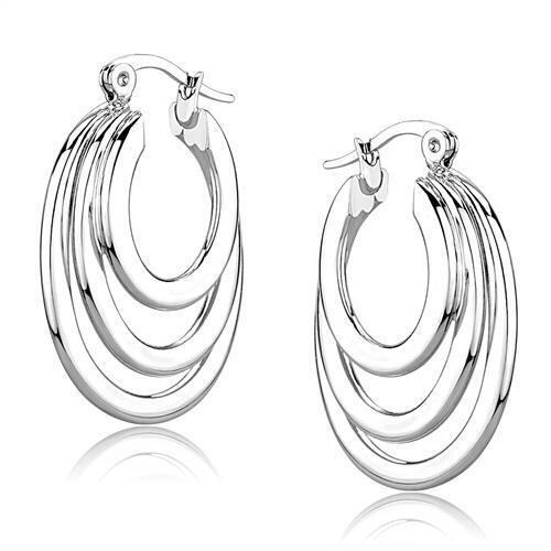 3W1394 - Rhodium Brass Earrings with No Stone