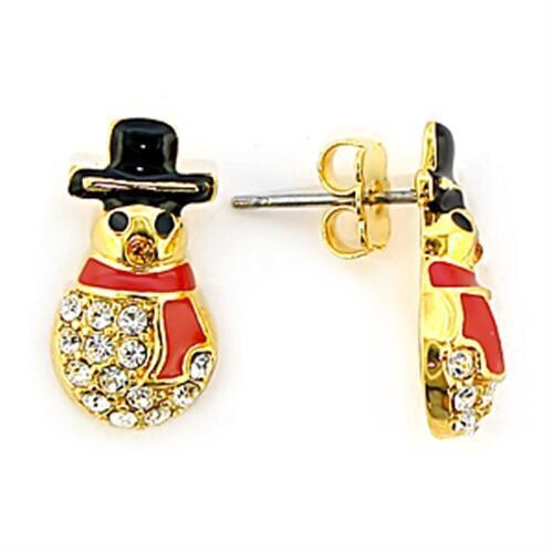 LO320 - Gold Brass Earrings with Top Grade Crystal  in Topaz